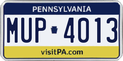 PA license plate MUP4013