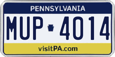 PA license plate MUP4014