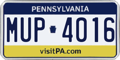 PA license plate MUP4016