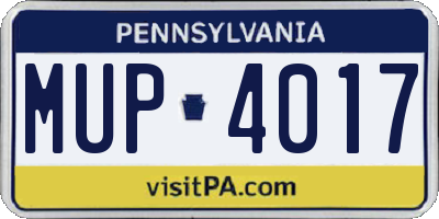 PA license plate MUP4017