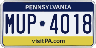 PA license plate MUP4018