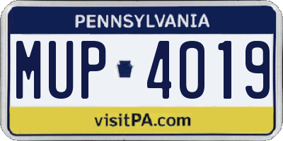 PA license plate MUP4019