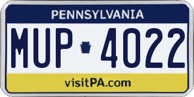 PA license plate MUP4022