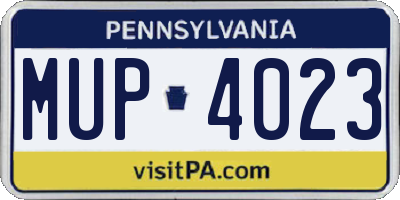 PA license plate MUP4023