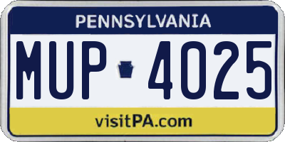 PA license plate MUP4025