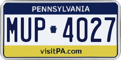 PA license plate MUP4027