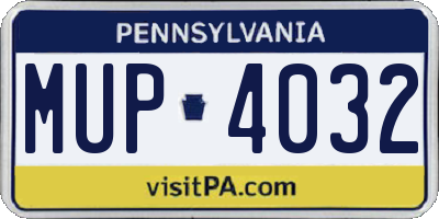 PA license plate MUP4032