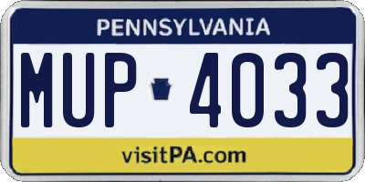 PA license plate MUP4033