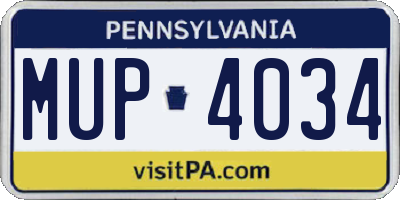 PA license plate MUP4034