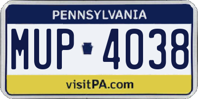 PA license plate MUP4038