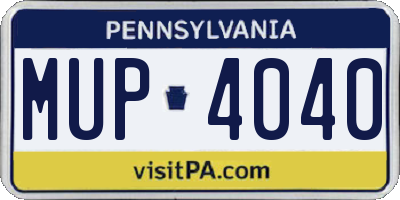 PA license plate MUP4040