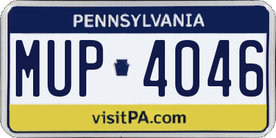 PA license plate MUP4046