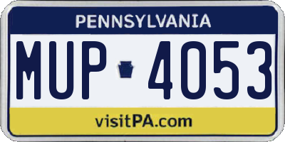 PA license plate MUP4053