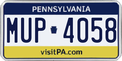PA license plate MUP4058