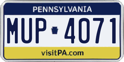 PA license plate MUP4071