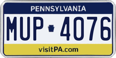 PA license plate MUP4076