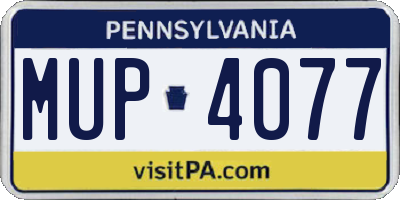 PA license plate MUP4077