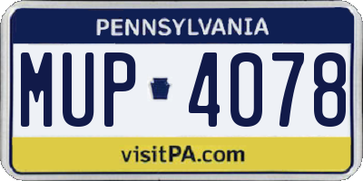 PA license plate MUP4078