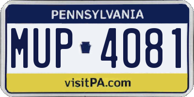 PA license plate MUP4081
