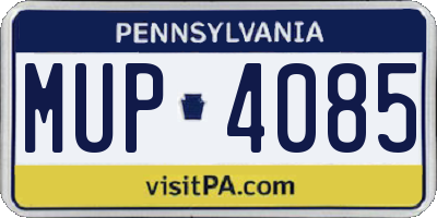 PA license plate MUP4085