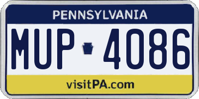 PA license plate MUP4086