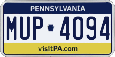 PA license plate MUP4094