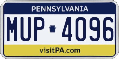 PA license plate MUP4096