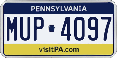 PA license plate MUP4097