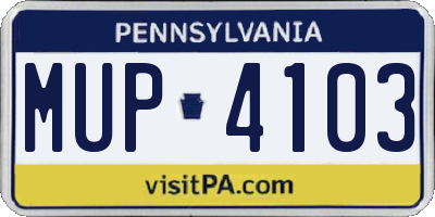PA license plate MUP4103