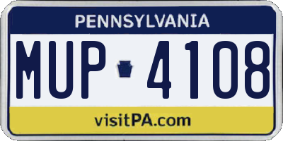 PA license plate MUP4108