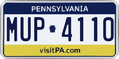 PA license plate MUP4110