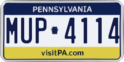 PA license plate MUP4114