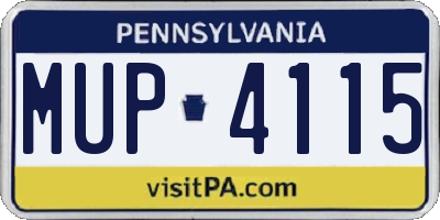 PA license plate MUP4115