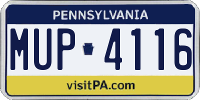 PA license plate MUP4116