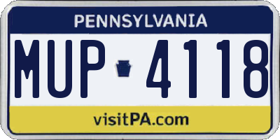 PA license plate MUP4118