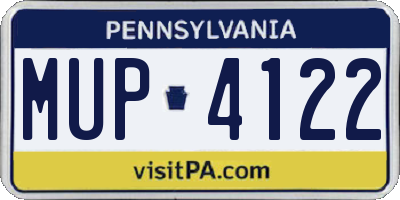 PA license plate MUP4122