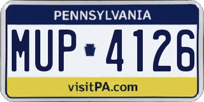 PA license plate MUP4126