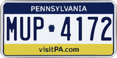 PA license plate MUP4172