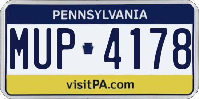 PA license plate MUP4178