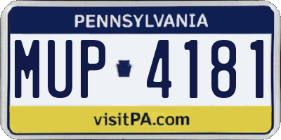 PA license plate MUP4181