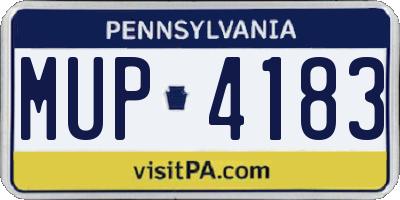 PA license plate MUP4183