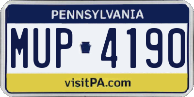 PA license plate MUP4190