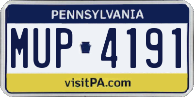 PA license plate MUP4191