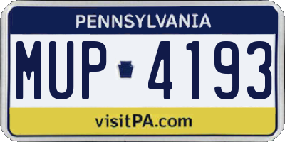 PA license plate MUP4193