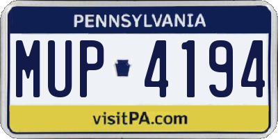 PA license plate MUP4194