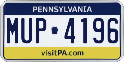 PA license plate MUP4196