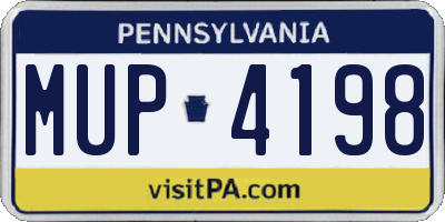 PA license plate MUP4198