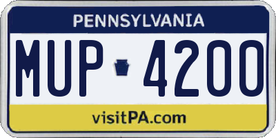 PA license plate MUP4200