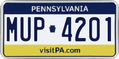 PA license plate MUP4201