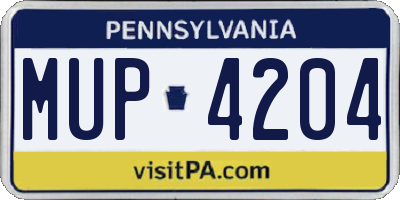 PA license plate MUP4204